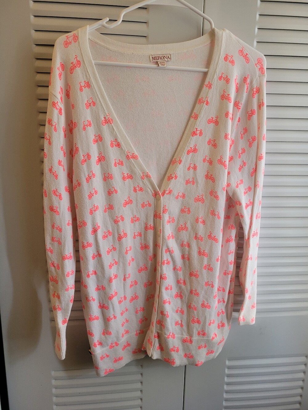 Merona White Cardigan with  Bicycle Print XXL
